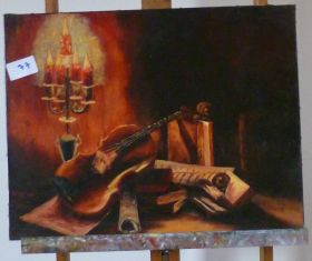 Motrted Nature With Candlestick